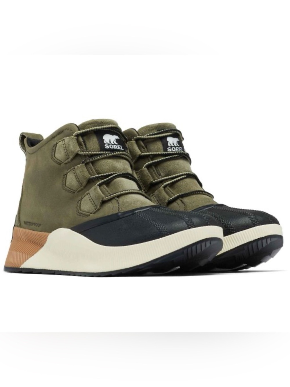 Sorel Out 'N About III Classic Waterproof Duck Boots Stone Green Leather Suede 8